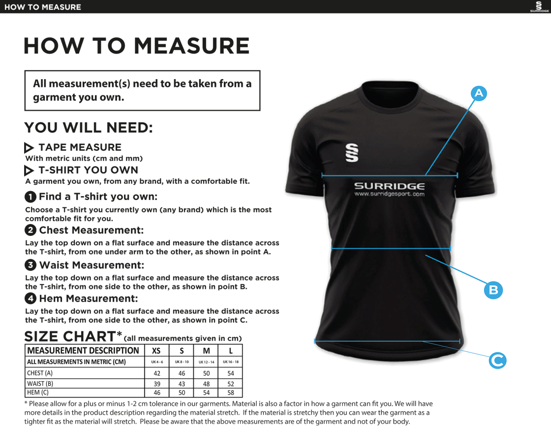 Women's Dual Games Shirt : Royal - Size Guide