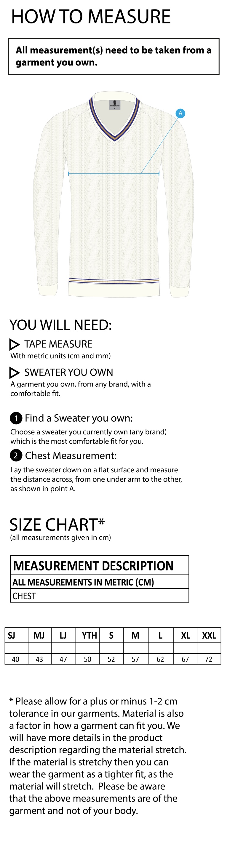 Upminster CC -  Long Sleeved 50/50 Cable Knit Sweater - Unisex Fit - Size Guide